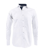 Camisa blanca con contraste azul slim fit manga larga hombre XS a 10XL