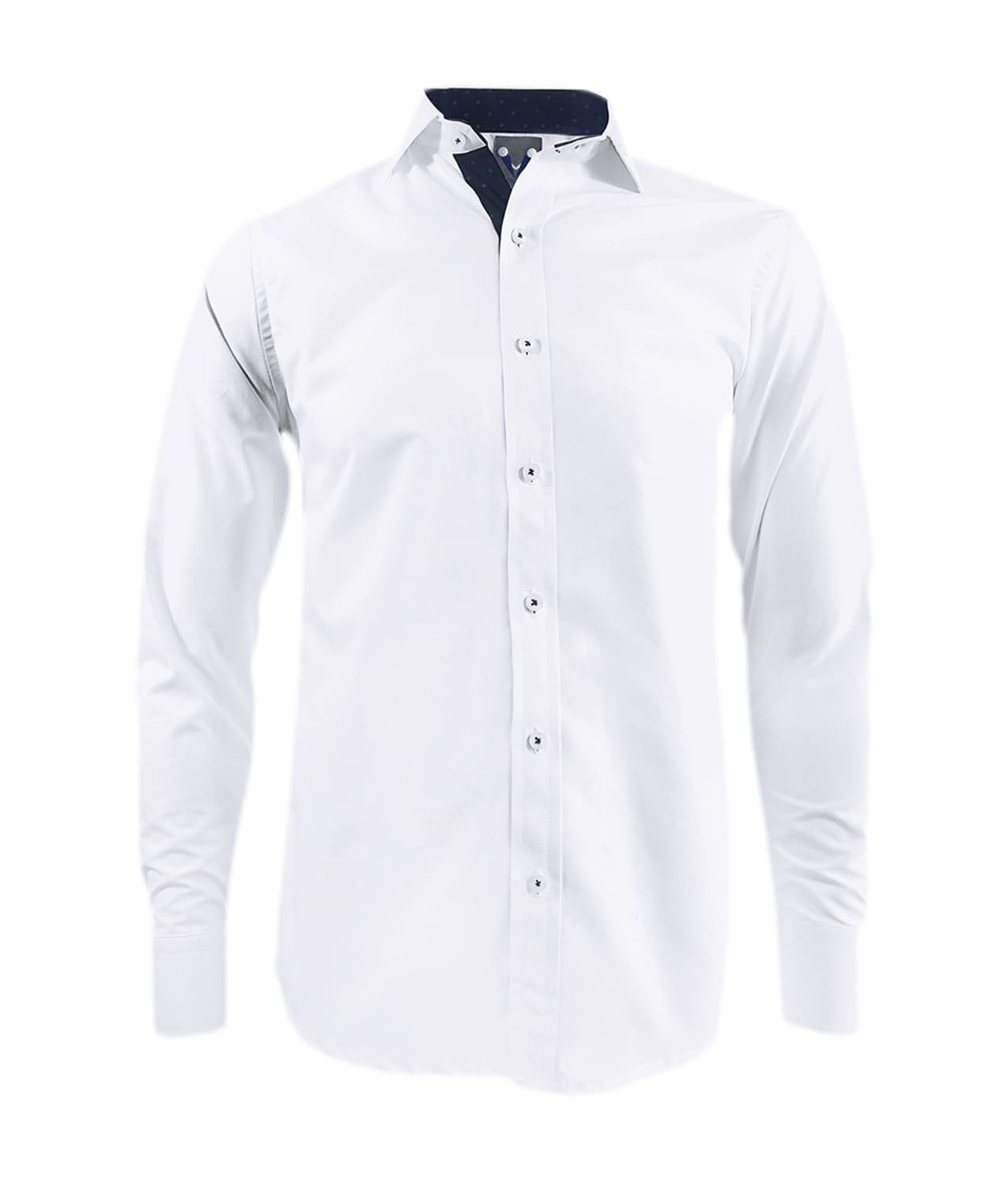 Camisa blanca con contraste azul slim fit manga larga hombre XS a 10XL