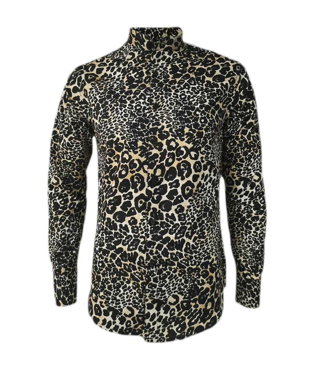 Camisa estampada animal print slim manga larga para hombre XS a 10XL