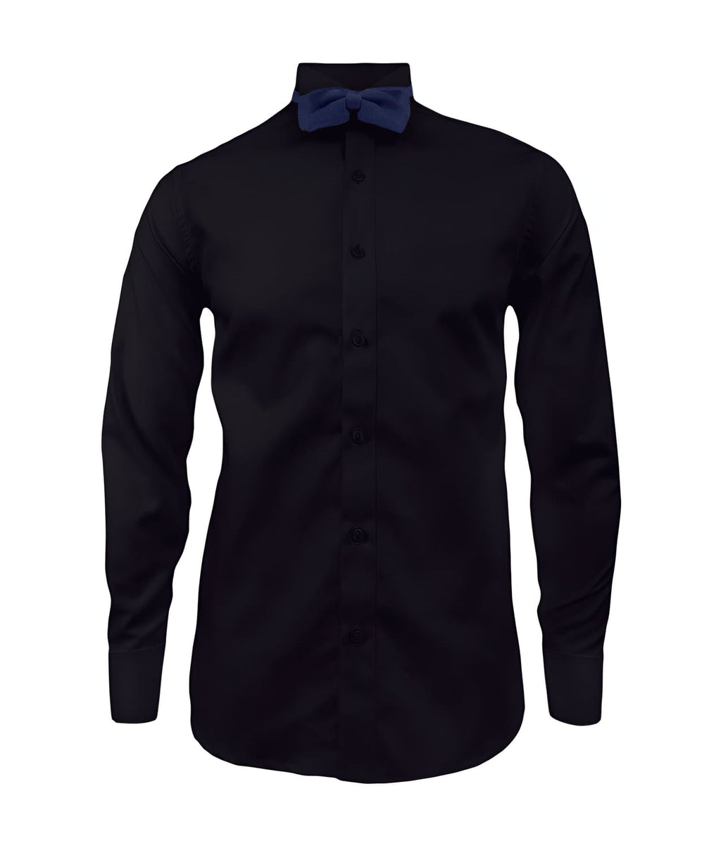 Camisa smoking cuello pajarito negra puño clásico manga larga para hombre XS a 10XL