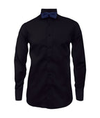 Camisa smoking cuello pajarito negra puño clásico manga larga para hombre XS a 10XL