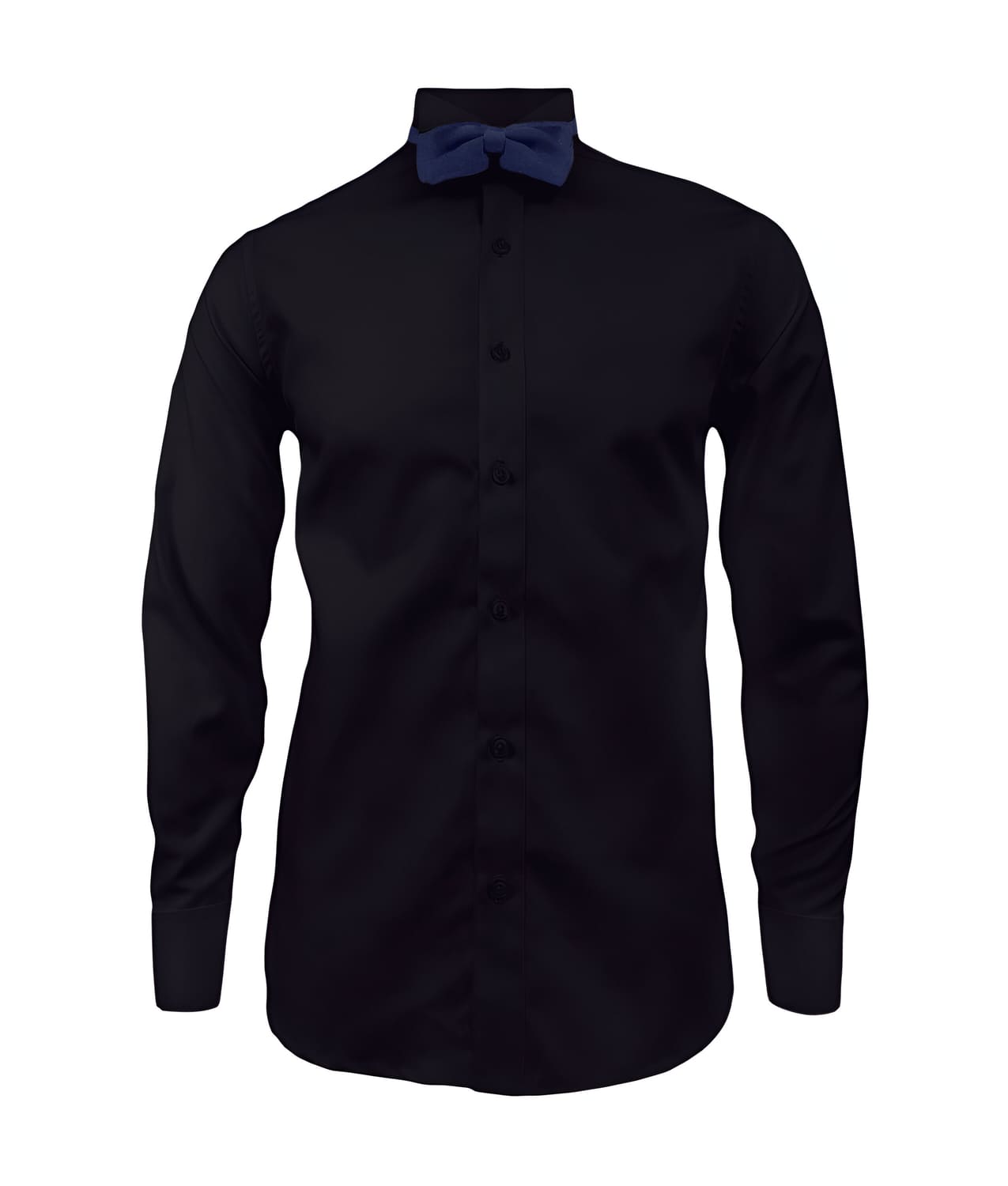 Camisa smoking cuello pajarito negra puño clásico manga larga para hombre XS a 10XL