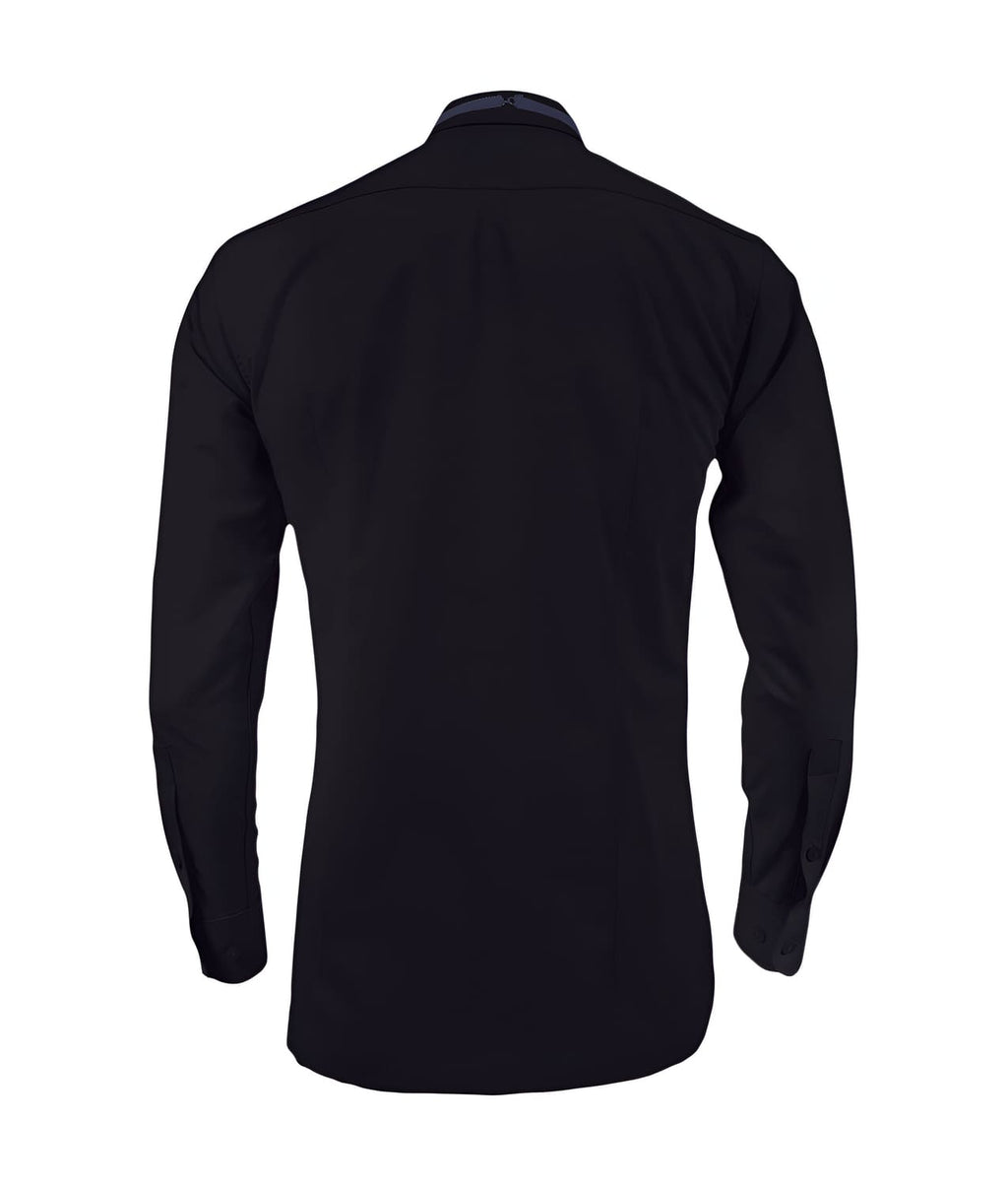 Camisa smoking cuello pajarito negra puño clásico manga larga para hombre XS a 10XL