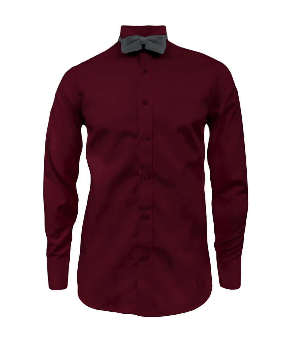 Camisa smoking vino tinto puño clásico manga larga para hombre XS a 10XL