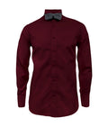 Camisa smoking vino tinto puño clásico manga larga para hombre XS a 10XL