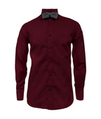 Camisa smoking vino tinto puño clásico manga larga para hombre XS a 10XL