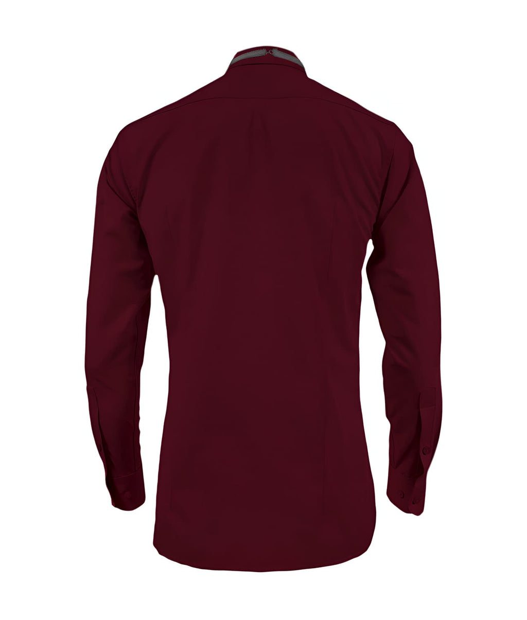 Camisa smoking vino tinto puño clásico manga larga para hombre XS a 10XL