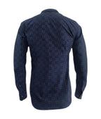 Camisa estampada azul oscuro slim manga larga para hombre XS a 10XL