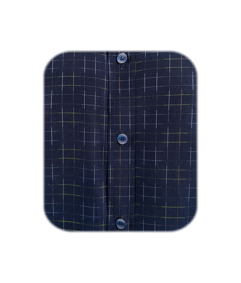 Camisa estampada azul oscuro slim manga larga para hombre XS a 10XL