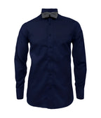 Camisa smoking azul oscura puño clásico manga larga para hombre XS a 10XL