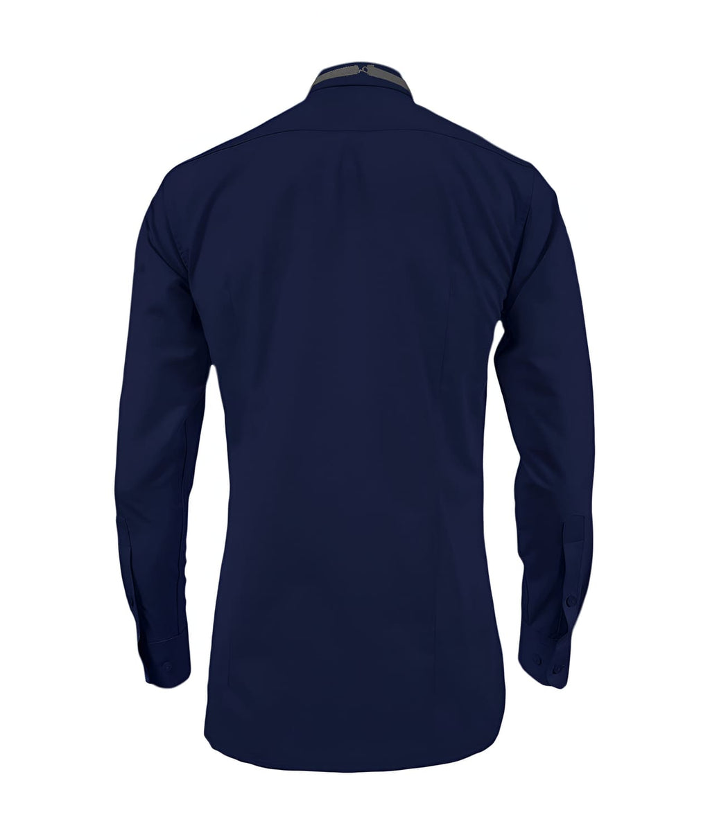 Camisa smoking azul oscura puño clásico manga larga para hombre XS a 10XL