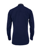 Camisa smoking azul oscura puño clásico manga larga para hombre XS a 10XL