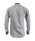 Camisa gris mini prints cuello neru manga larga slim hombre XS a 10XL