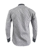 Camisa gris mini prints cuello neru manga larga slim hombre XS a 10XL
