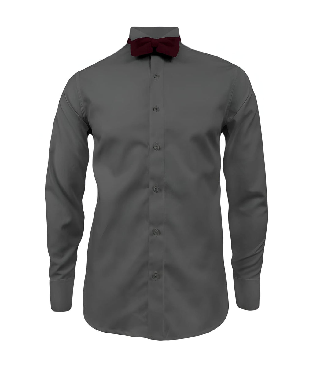 Camisa smoking gris oscura puño clásico manga larga para hombre XS a 10XL