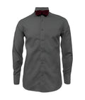 Camisa smoking gris oscura puño clásico manga larga para hombre XS a 10XL