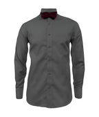 Camisa smoking gris oscura puño clásico manga larga para hombre XS a 10XL
