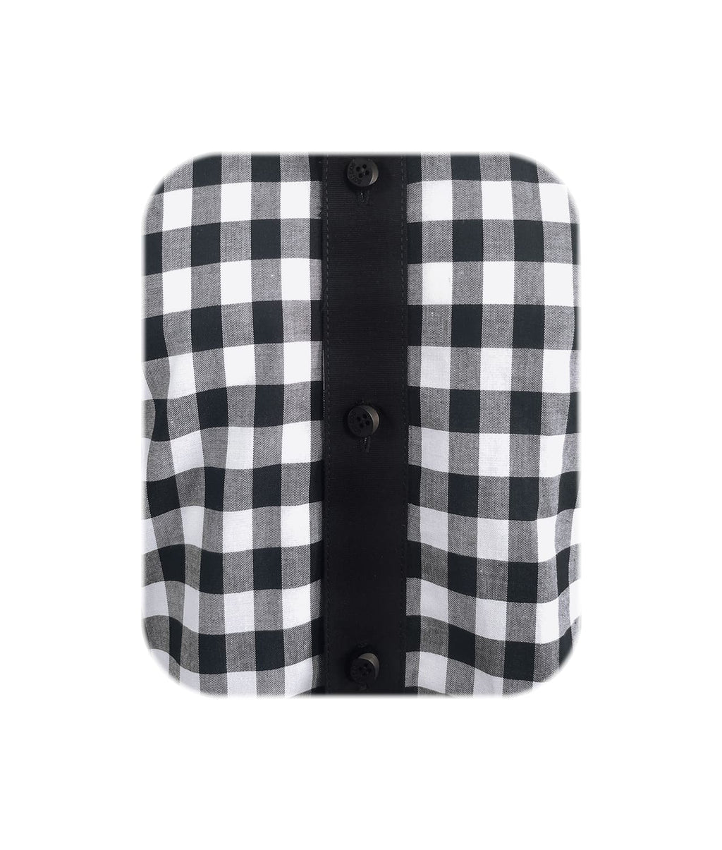 Camisa a cuadros blancos y negros manga larga slim hombre XS a 10XL