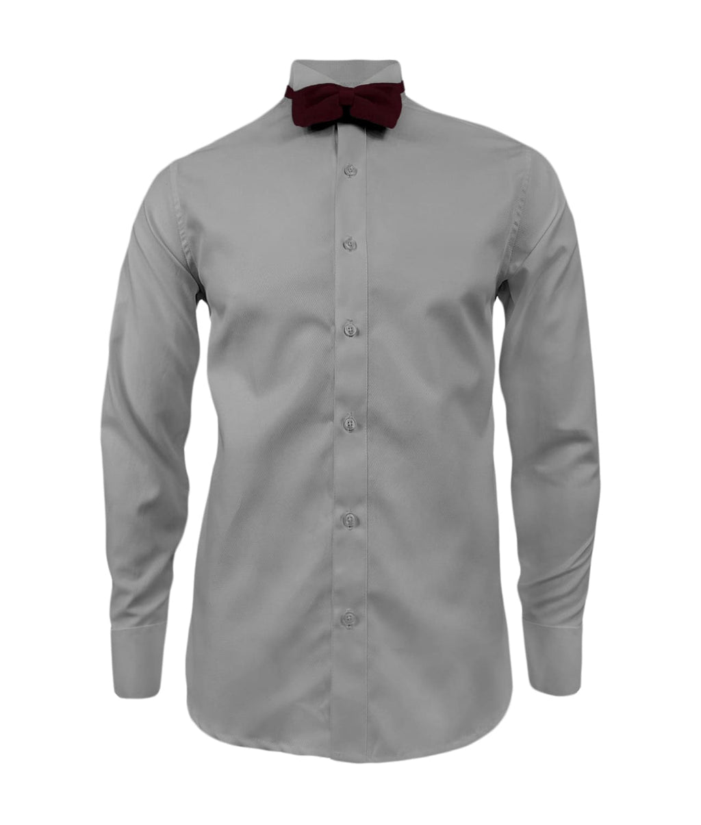 Camisa smoking cuello pajarito gris claro puño clásico manga larga para hombre XS a 10XL