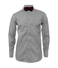 Camisa smoking cuello pajarito gris claro puño clásico manga larga para hombre XS a 10XL
