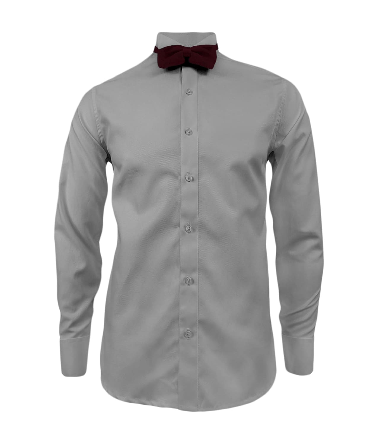 Camisa smoking cuello pajarito gris claro puño clásico manga larga para hombre XS a 10XL
