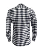 Camisa a cuadros blancos y negros manga larga slim hombre XS a 10XL