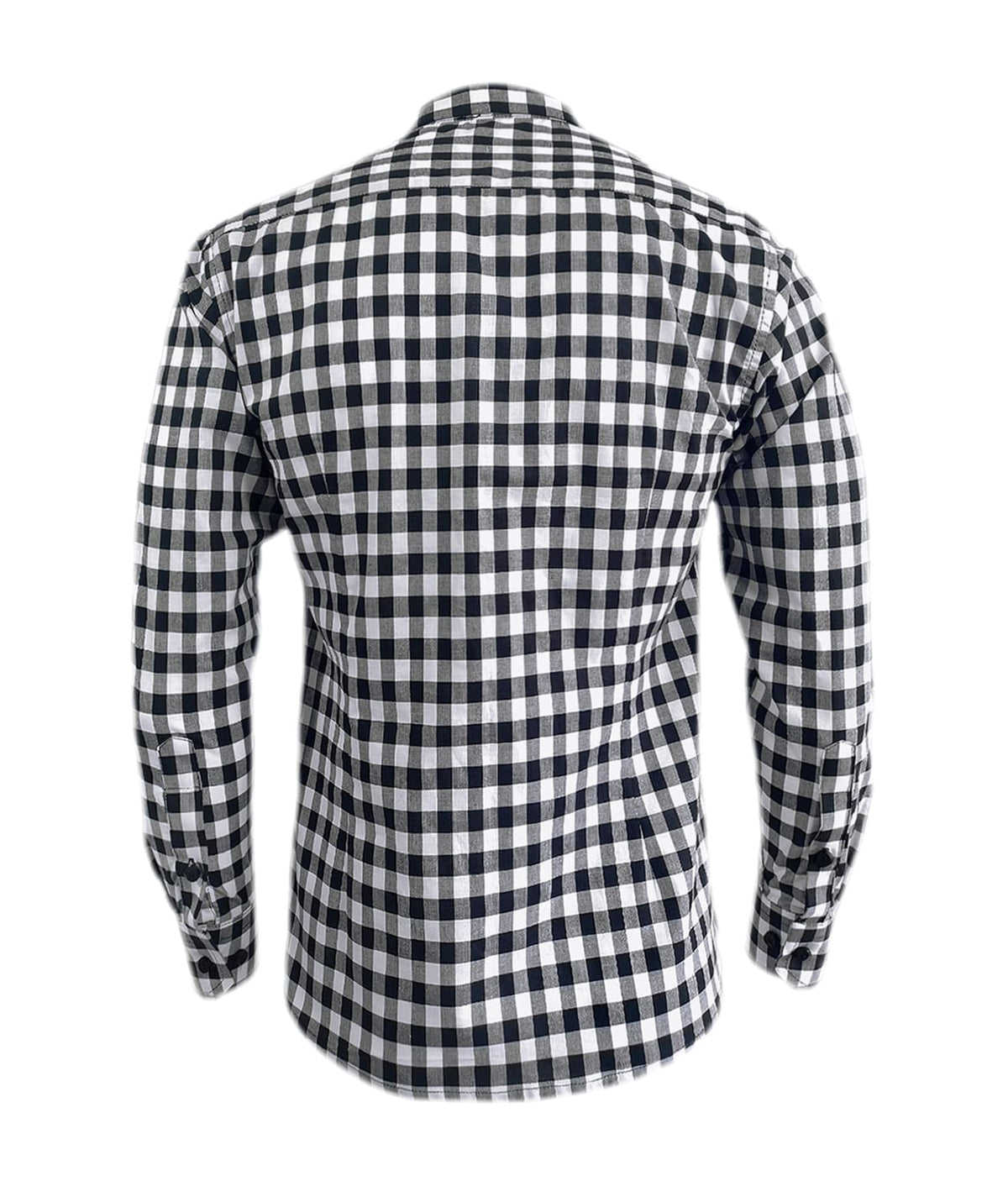 Camisa a cuadros blancos y negros manga larga slim hombre XS a 10XL