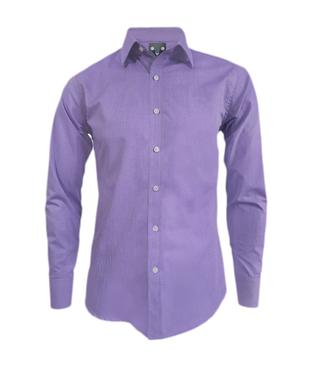 Camisa casual lila sin bolsillo slim manga larga para hombre XS a 10XL