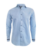 Camisa azul claro con mini prints slim manga larga hombre XS a 10XL