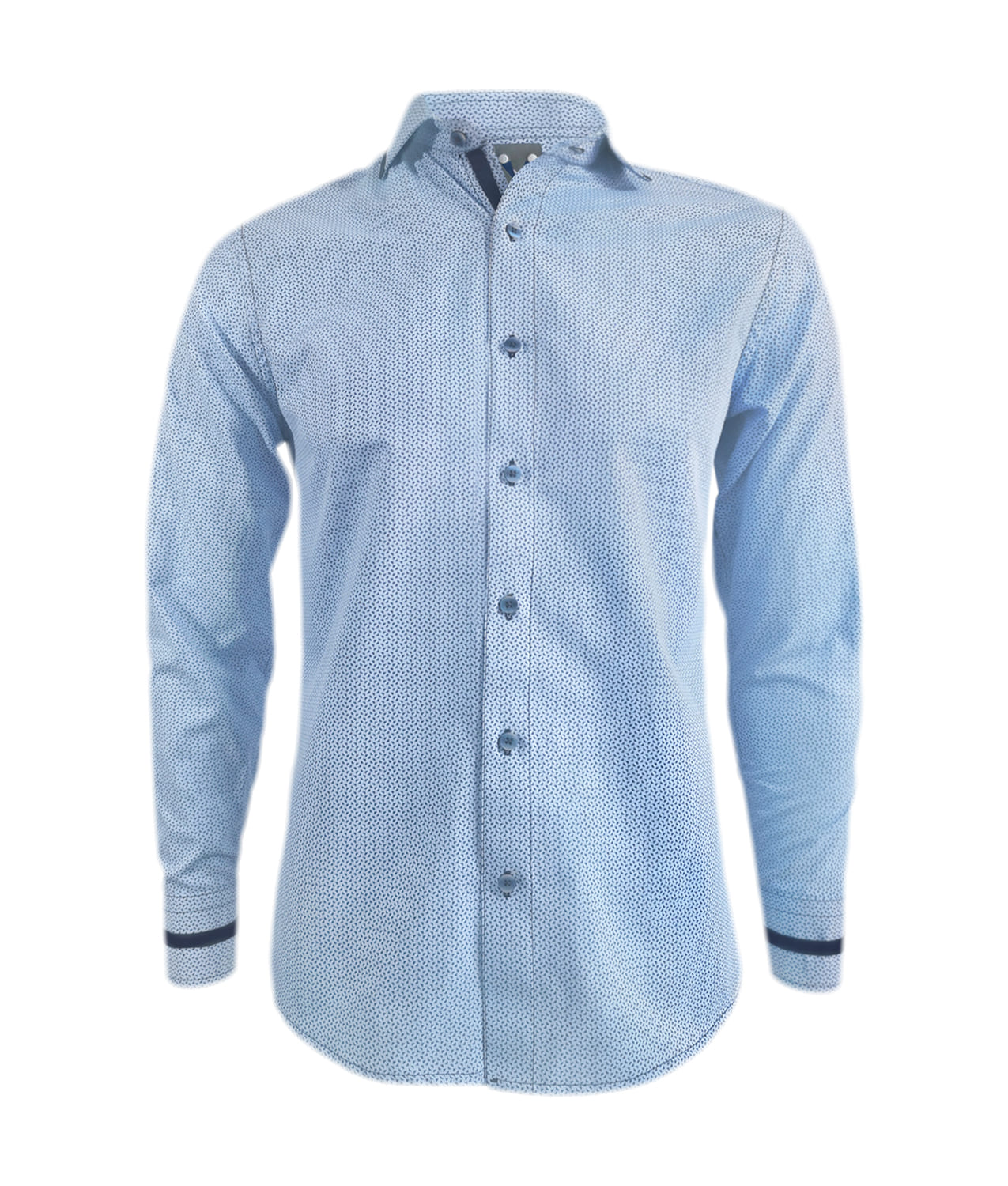 Camisa azul claro con mini prints slim manga larga hombre XS a 10XL