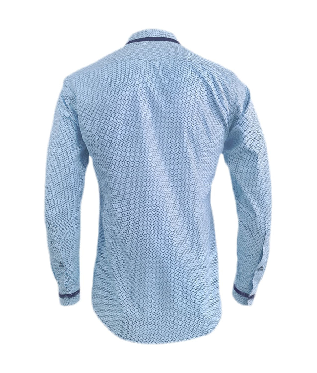 Camisa azul claro con mini prints slim manga larga hombre XS a 10XL