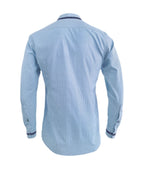 Camisa azul claro con mini prints slim manga larga hombre XS a 10XL