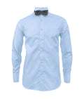 Camisa smoking cuello pajarito azul claro puño clásico manga larga para hombre XS a 10XL