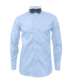 Camisa smoking cuello pajarito azul claro puño clásico manga larga para hombre XS a 10XL