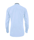 Camisa smoking cuello pajarito azul claro puño clásico manga larga para hombre XS a 10XL