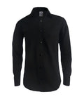 Camisa casual negra sin bolsillo manga larga slim hombre XS a 10XL