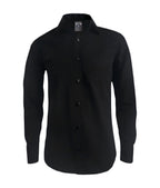 Camisa casual negra sin bolsillo manga larga slim hombre XS a 10XL