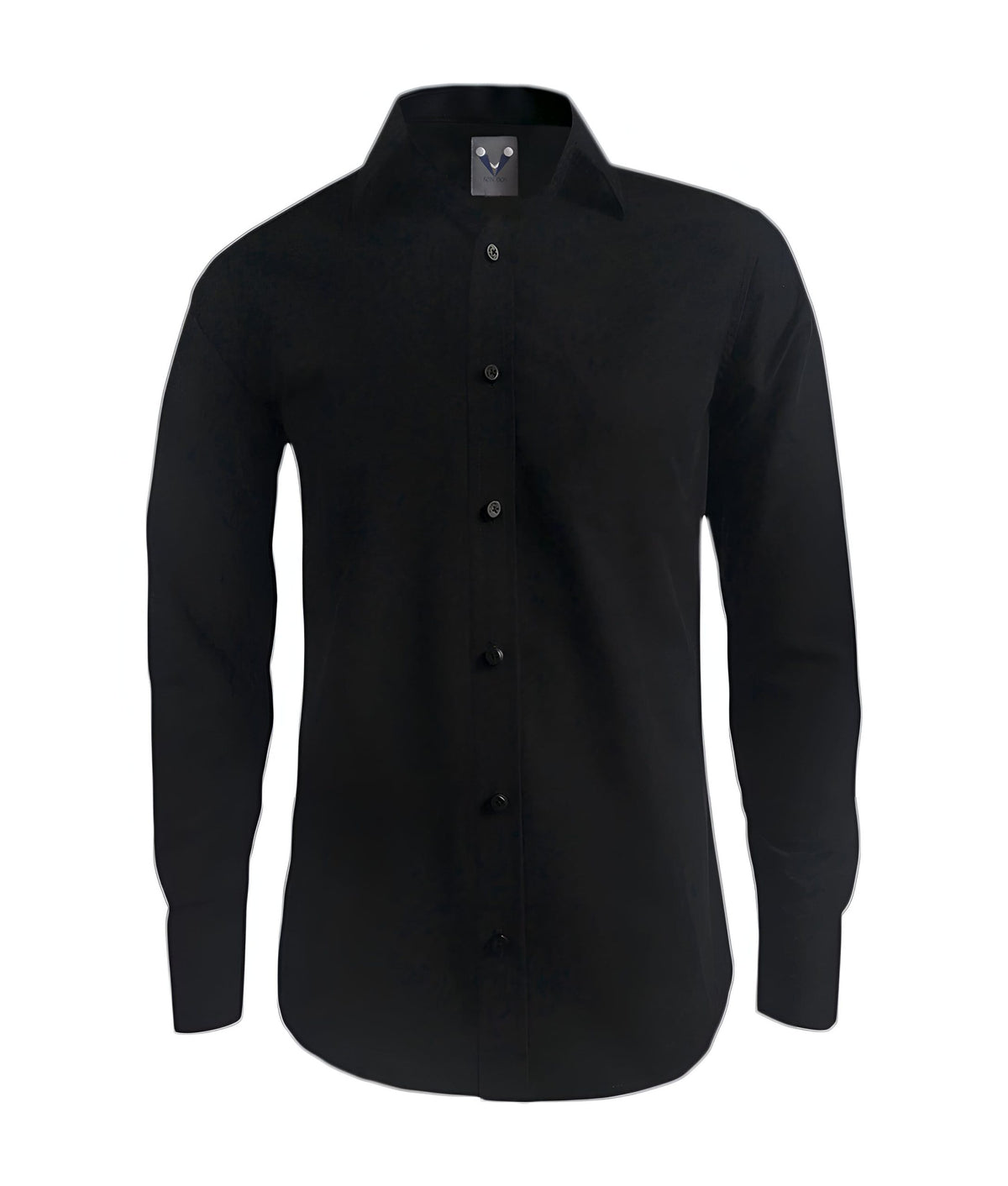Camisa casual negra sin bolsillo manga larga slim hombre XS a 10XL