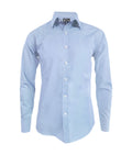 Camisa azul claro en algodón manga larga slim para hombre XS a 10XL