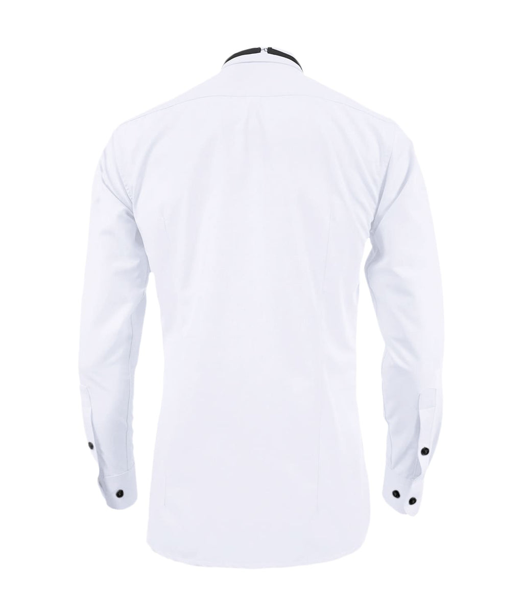 Camisa smoking blanca boton negro puño clásico manga larga hombre XS a 10XL