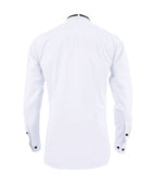 Camisa smoking blanca boton negro puño clásico manga larga hombre XS a 10XL