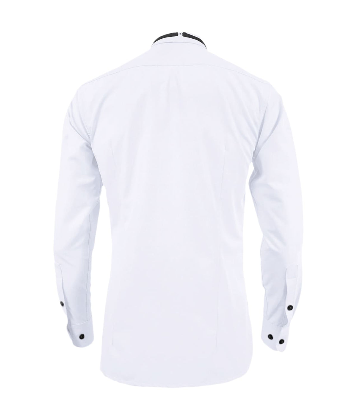 Camisa smoking blanca boton negro puño clásico manga larga hombre XS a 10XL