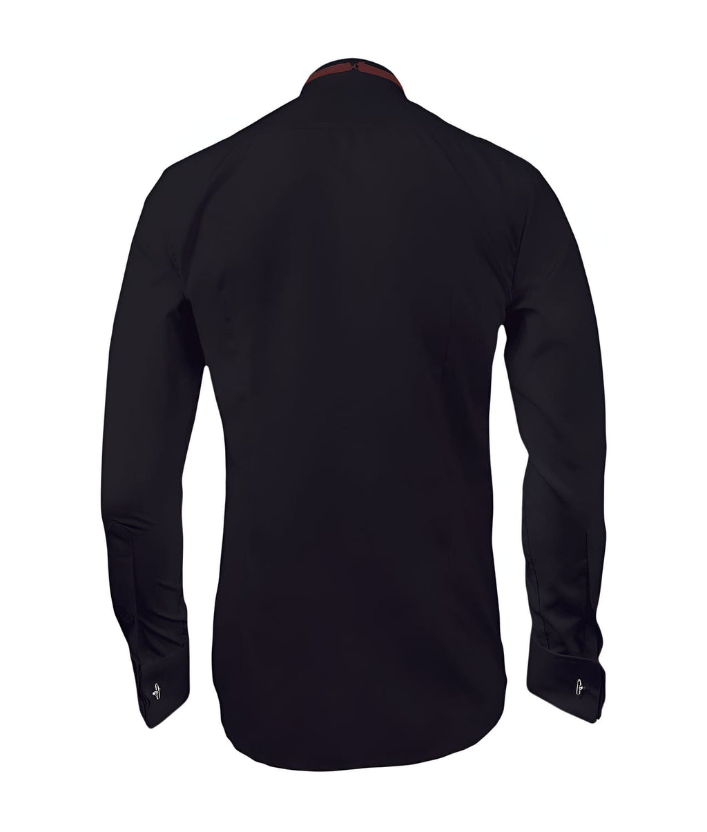 Camisa smoking negra puño mancornas manga larga hombre XS a 10XL