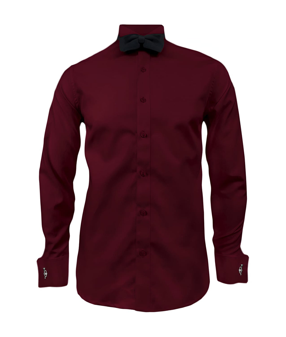 Camisa smoking vino tinto puño mancornas manga larga hombre XS a 10XL