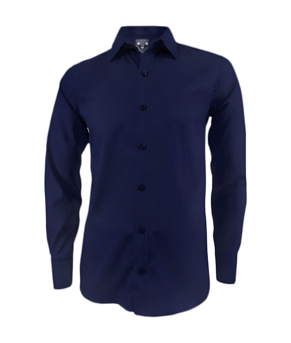 Camisa casual azul oscura sin bolsillo manga larga hombre XS a 10XL