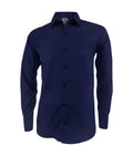 Camisa casual azul oscura sin bolsillo manga larga hombre XS a 10XL