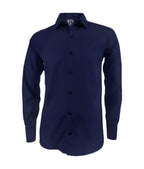 Camisa casual azul oscura sin bolsillo manga larga hombre XS a 10XL