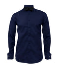 Camisa smoking azul oscuro puño mancornas manga larga hombre XS a 10XL