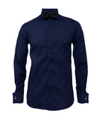 Camisa smoking azul oscuro puño mancornas manga larga hombre XS a 10XL