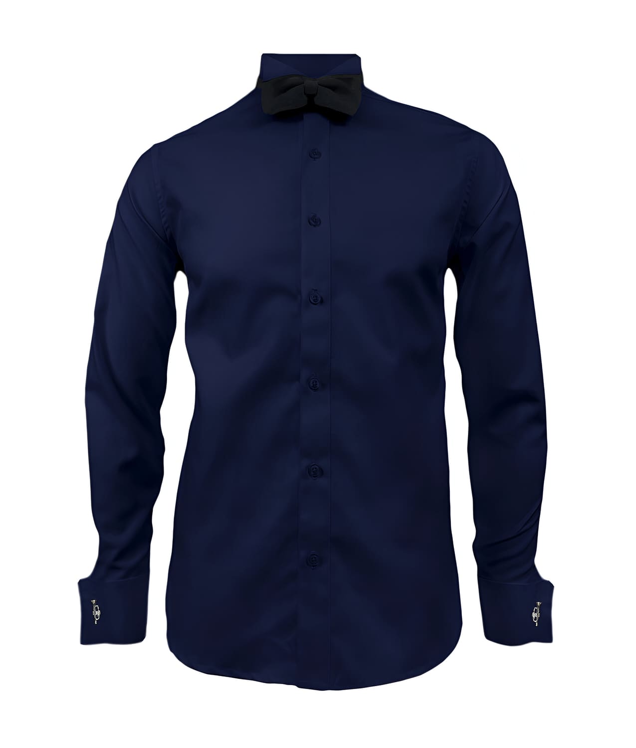 Camisa smoking azul oscuro puño mancornas manga larga hombre XS a 10XL
